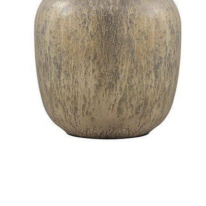 Mercury Glass Table Lamp with Drum Shade, Gold and Beige - View 4