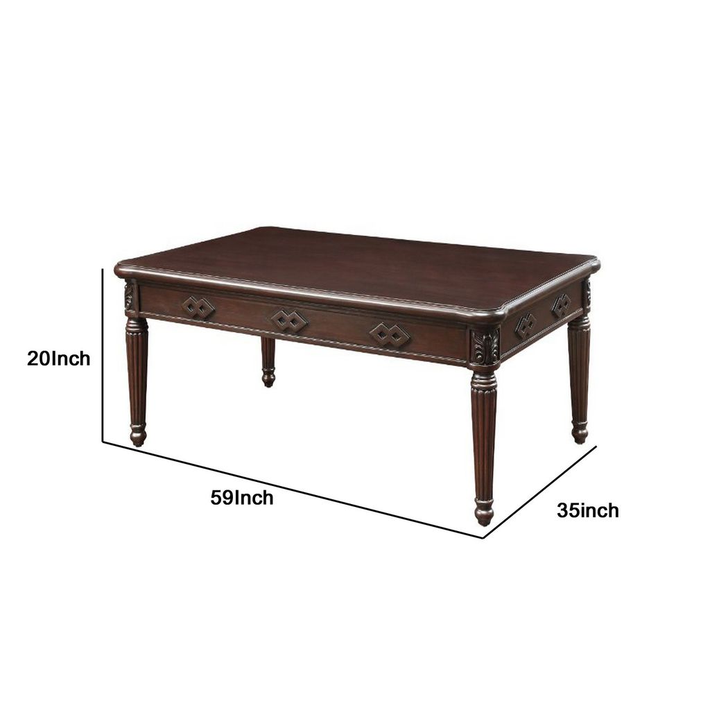 Coffee Table with Traditional Style and Turned Legs, Espresso Brown - View 6
