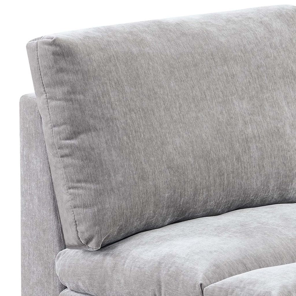 Luna 35 Inch Modular Armless Chair, Three Layer Plush Cushioned Seat, Gray - View 2