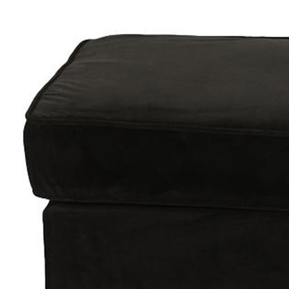 Fabric Ottoman with Nailhead Trim and Turned Feet, Black - View 3