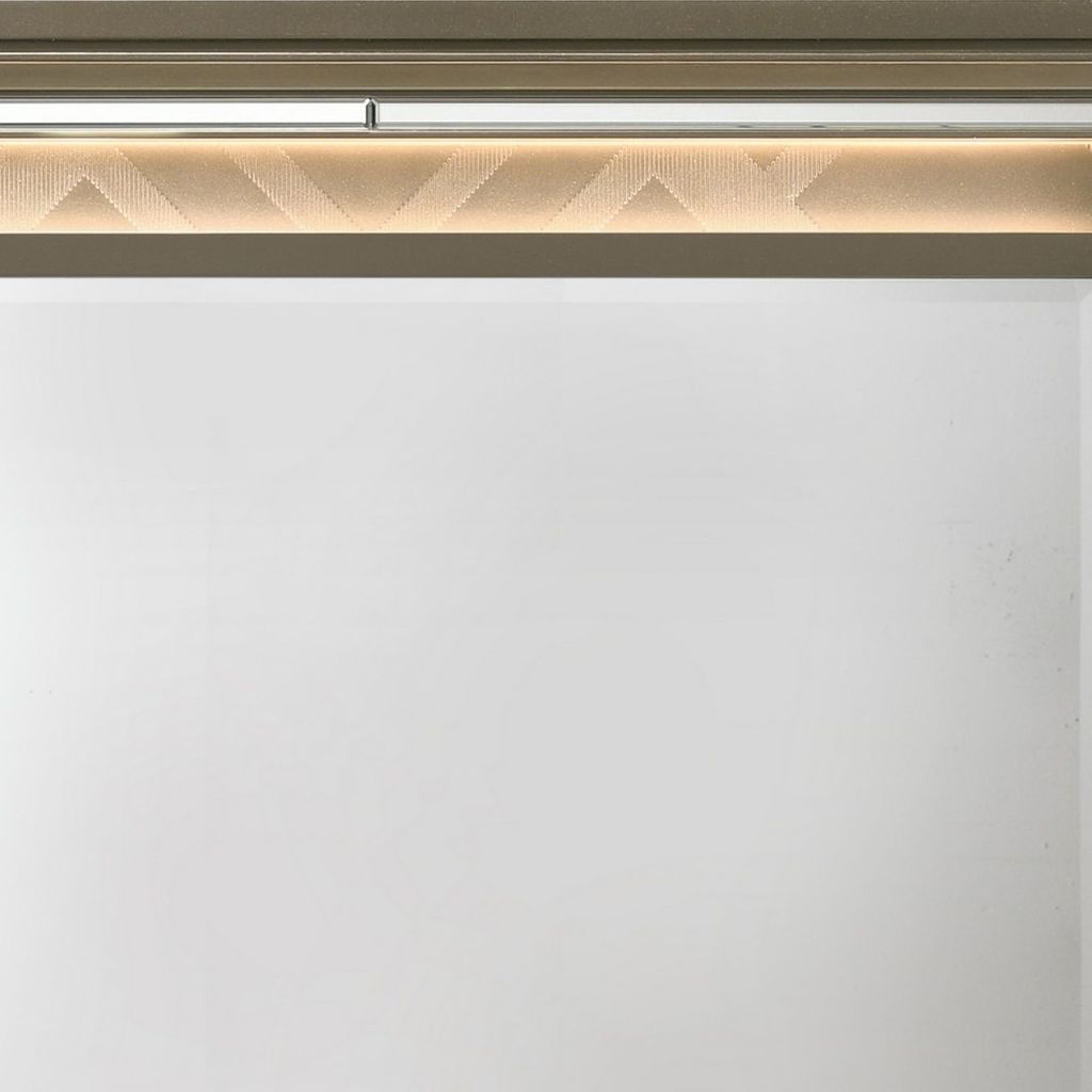 Contemporary Wall Mirror with LED and Accent Details, Gold and Brown - View 4