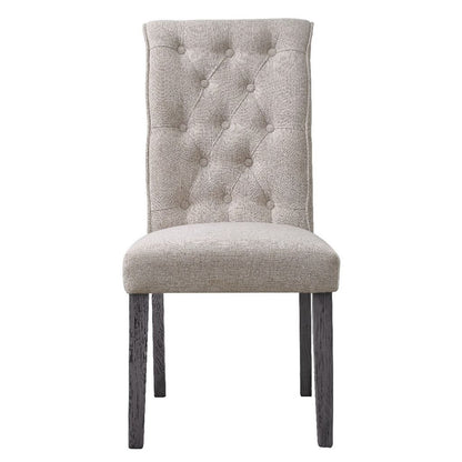 Side Chair with Button Tufted Backrest, Set of 2, Beige - View 3