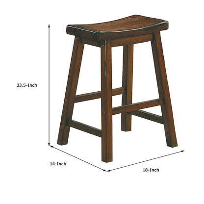 24" Counter Height Stool with Saddle Seat, Distressed Cherry Brown, Set Of 2 - View 6