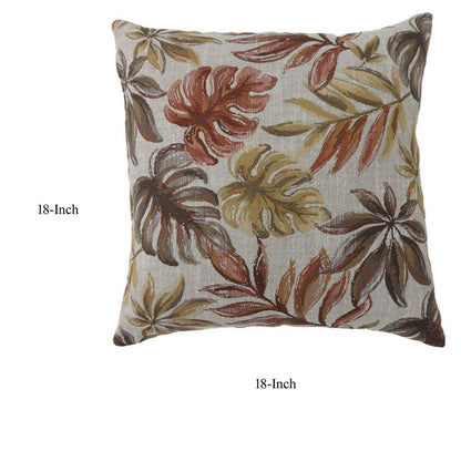 Contemporary Style Leaf Designed Set of 2 Throw Pillows, Red - View 6