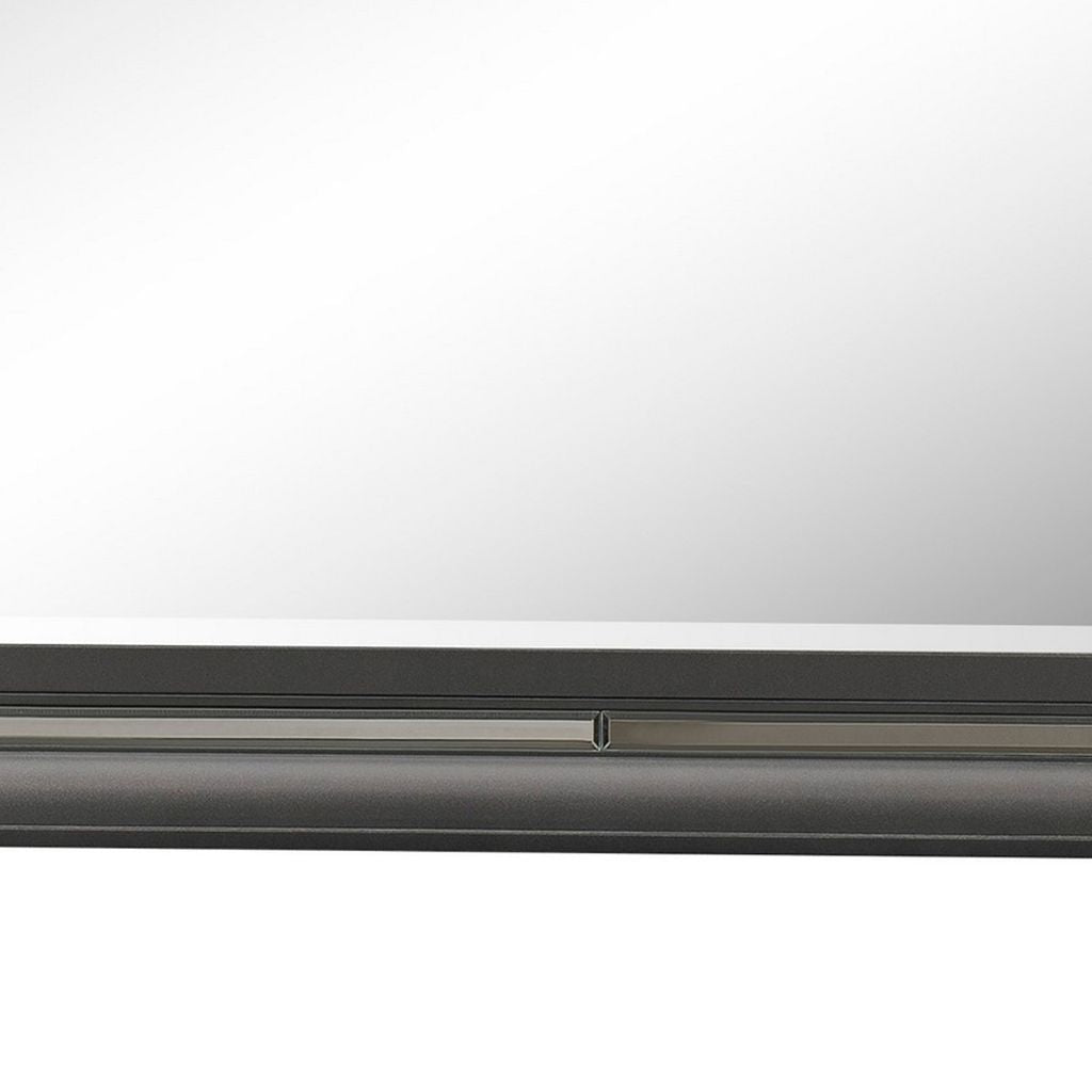 Wall Mirror with Mirror Accent and Beveled Edges, Gray - View 5