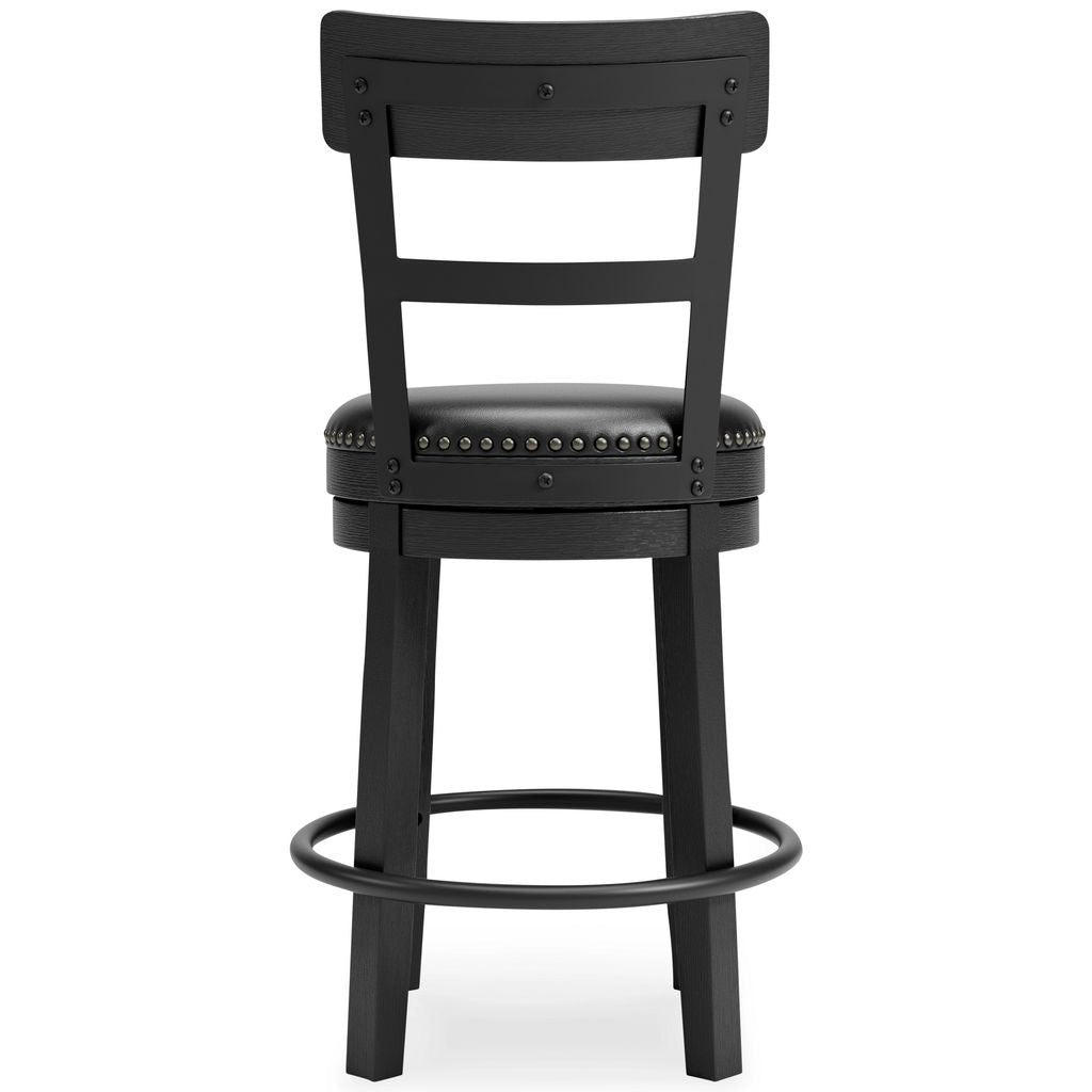 Solid Wood Counter Height Barstool, 360 Degree Swivel, Leatherette Seat, Black - View 5