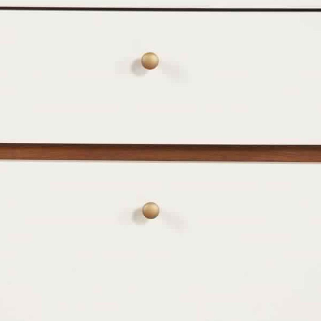 2 Drawer Wooden Nightstand with Angled Legs, White and Brown - View 2