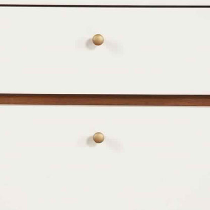 2 Drawer Wooden Nightstand with Angled Legs, White and Brown - View 2