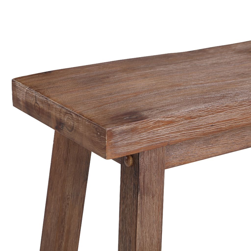 Amber 33 Inch Rubberwood Bench with Saddle Seat, Rectangular, Brown - View 5