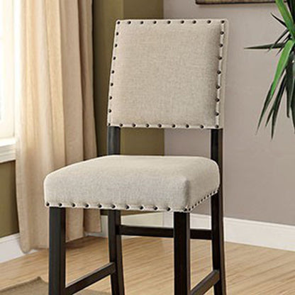 SANIA II Rustic Bar Chair In Ivory Linen, Cream, Set of 2 - View 2