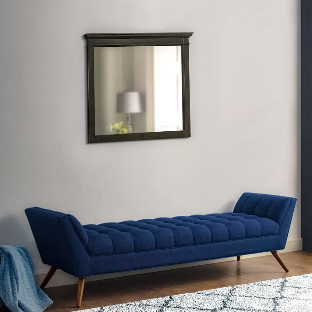 35 x 42 Inch Rectangular Wood Frame Dresser Mirror, Molded, Charcoal Gray - View 6