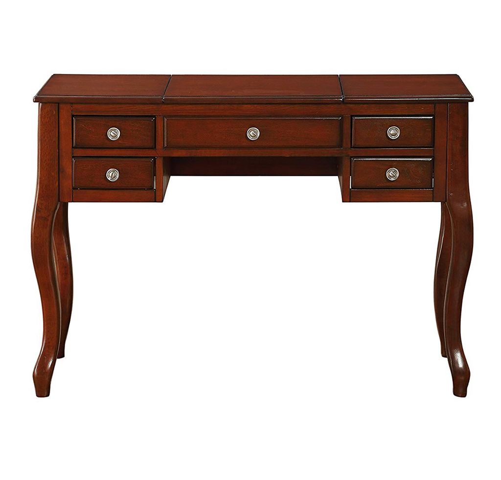 Cherub Vanity Set Featuring Stool and Flip-Up Mirror Cherry Brown - View 2