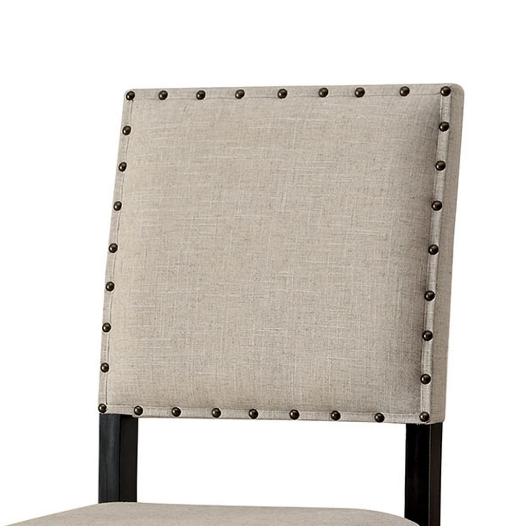 SANIA II Rustic Bar Chair In Ivory Linen, Cream, Set of 2 - View 3