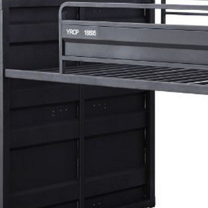 Twin Loft Bed with Metal Frame and Slide, Gray - View 5