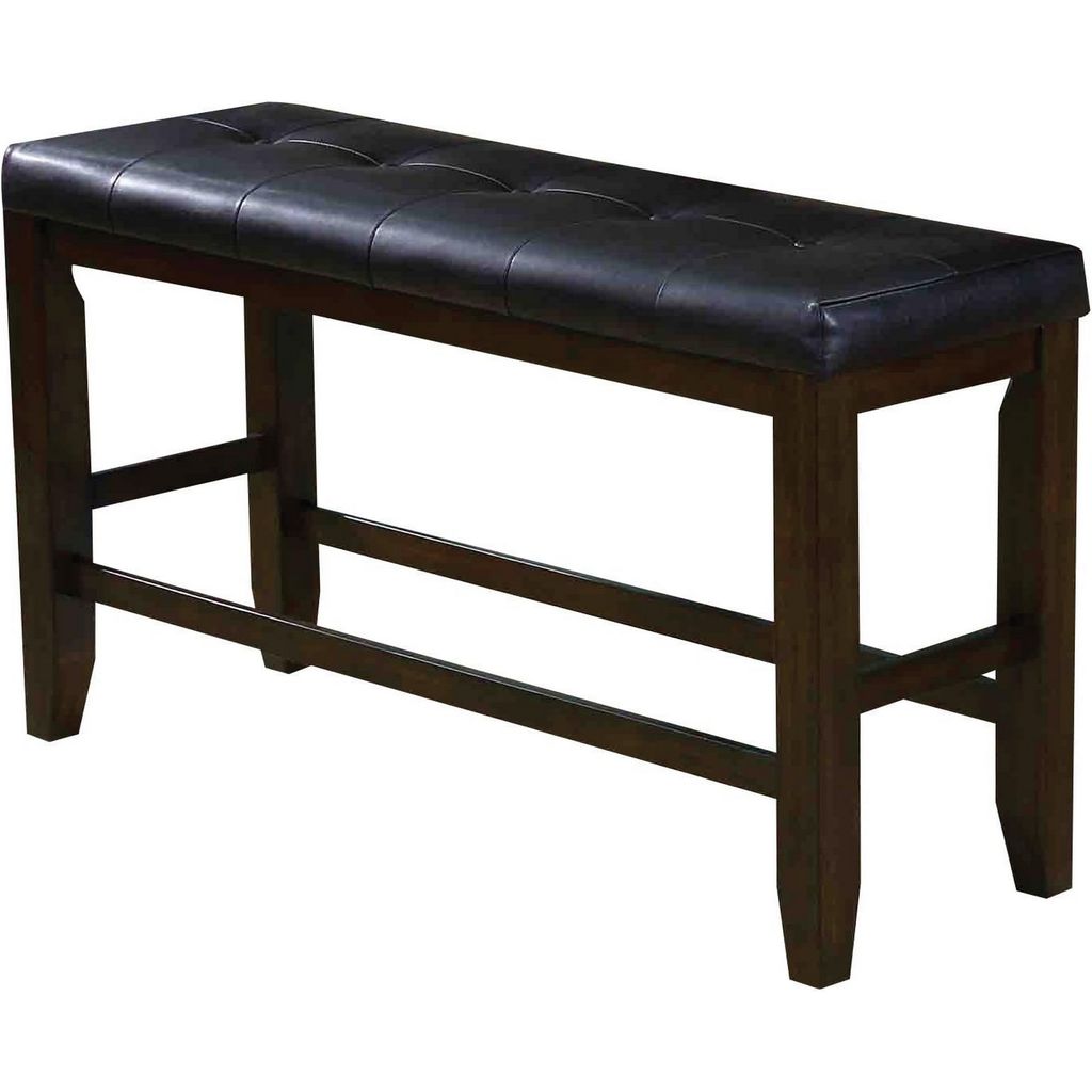 Comfy Wooden Counter Height Bench, Black & Espresso Brown - View 3