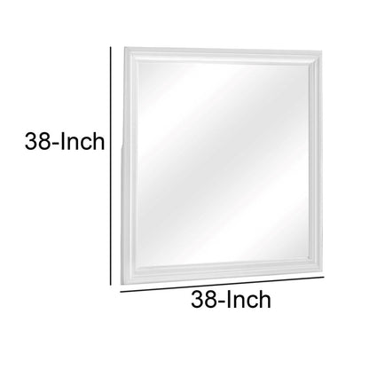 Square Molded Wooden Frame Dresser Mirror, White and Silver - View 6