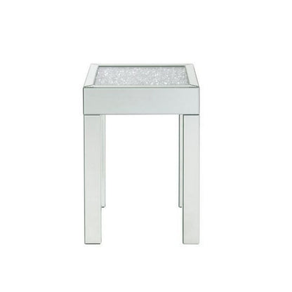 End Table with Faux Acrylic Diamond Top and Block Legs, Silver - View 3
