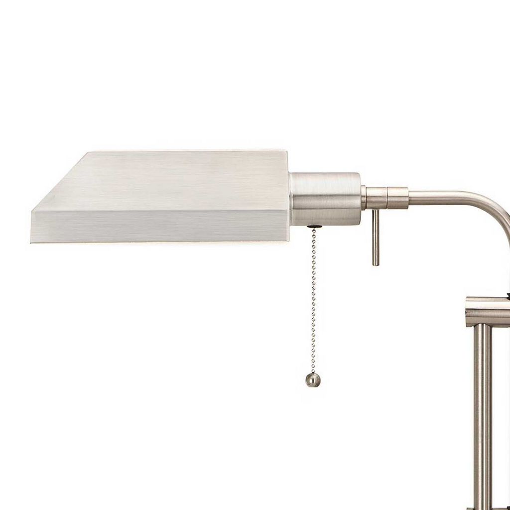 Metal Rectangular Desk Lamp with Adjustable Pole, Silver - View 2