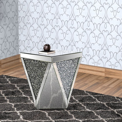 End Table with Square Mirrored Top, Clear - View 7