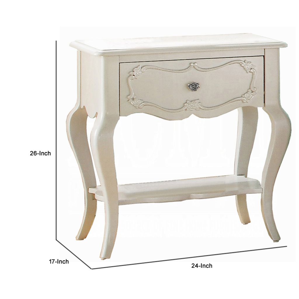 Beautiful Wood Nightstand By Edalene, Pearl White - View 6