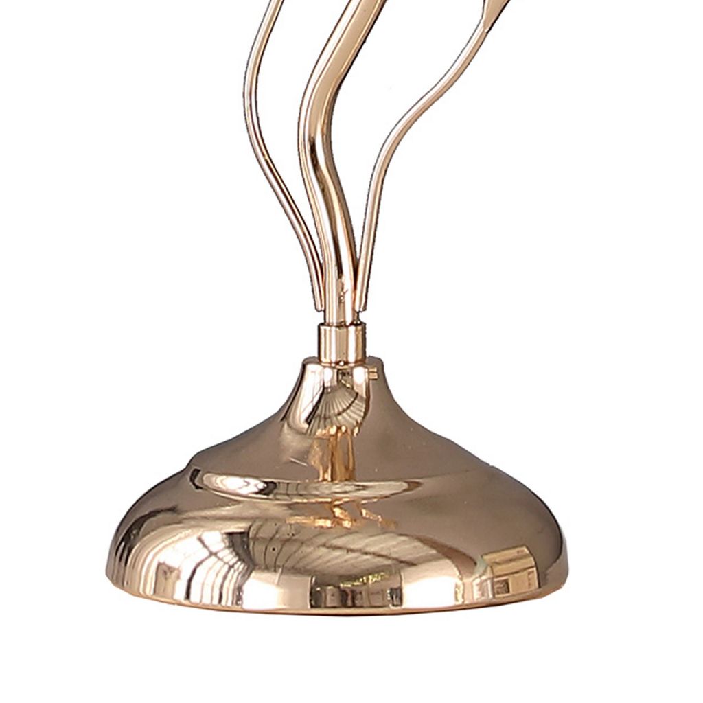 Metal Table Lamp with Floral Shade and Acrylic Crystals, Gold - View 4