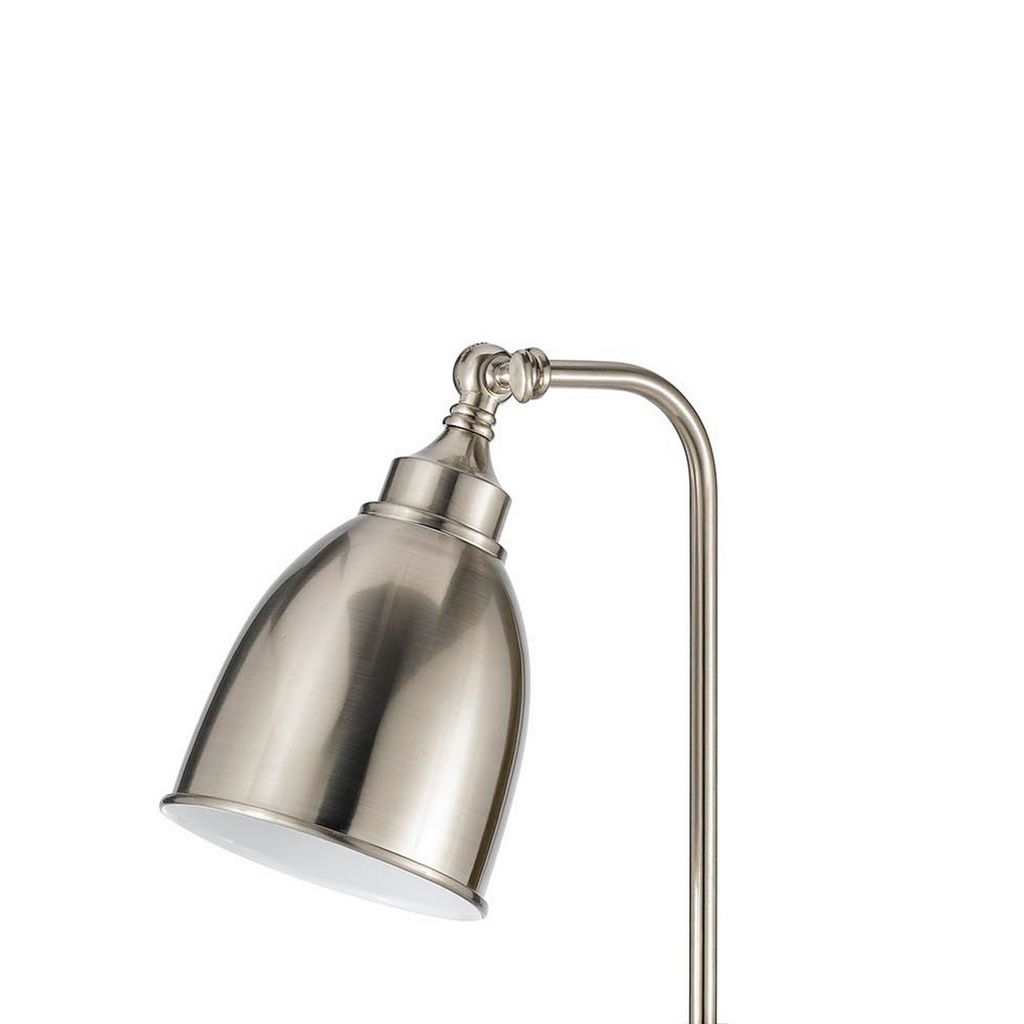 Metal Round 25" Table Lamp with Adjustable Pole, Silver - View 2