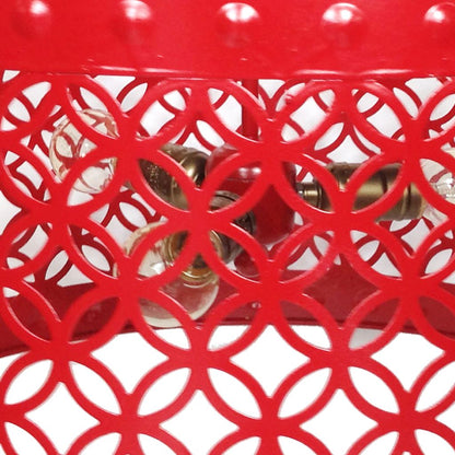 Beautiful Circular Cutout Metal Chandelier, Red - View 5