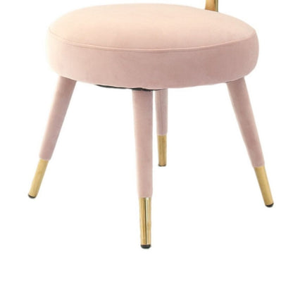 Cid 21 Inch Modern Glam Accent Chair, Round Backrest, Set of 2, Pink Velvet - View 4