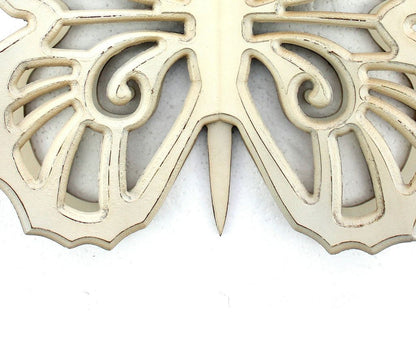 Set of 2 Wooden Butterfly Wall Plaque with Cutout Detail, White - View 4