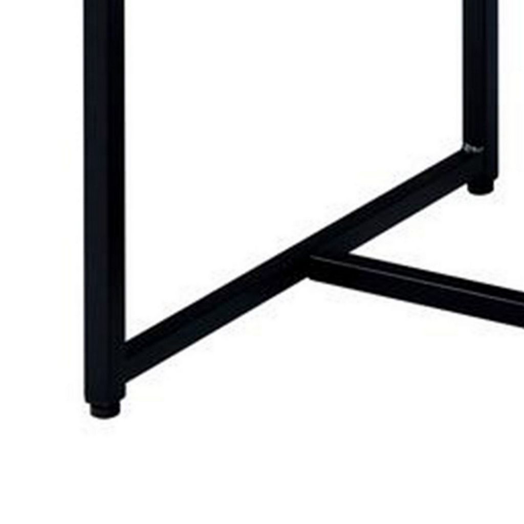 Contemporary Style Rectangular Wood and Metal End Table, Brown and Black - View 4