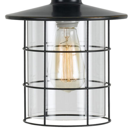 25 Inch Metal Downbridge Design Desk Lamp with Caged Shade, Dark Bronze - View 2