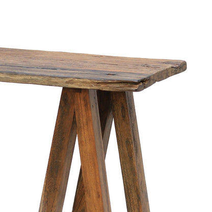 Drue 48 Inch Side Console Table, Textured Rustic Brown Wood Frame - View 3