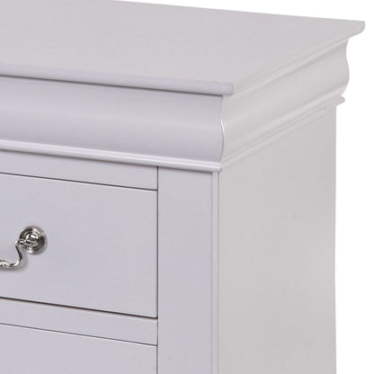 24 Inch Modern Classic Nightstand, 2 Drawers, Drop Handles, Wood, White - View 2