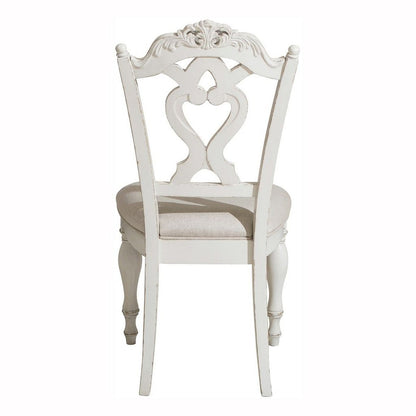 Victorian Style Writing Desk Chair with Engraved Backrest, Antique White - View 4