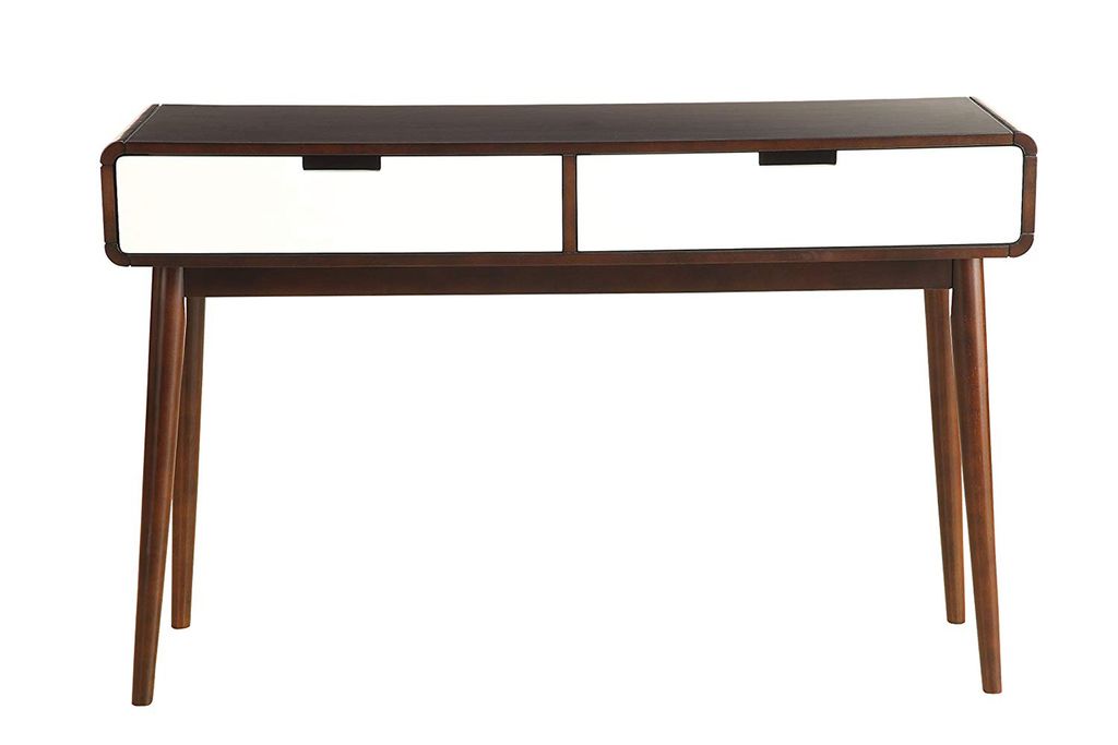 Beautiful Sofa Table With 2 Drawers, Espresso & White - View 2