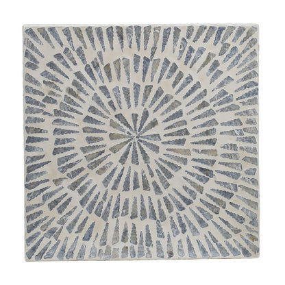 18 Inch Modern Capiz Accent Table Stool, Square, Gray Starburst Pattern - View 4