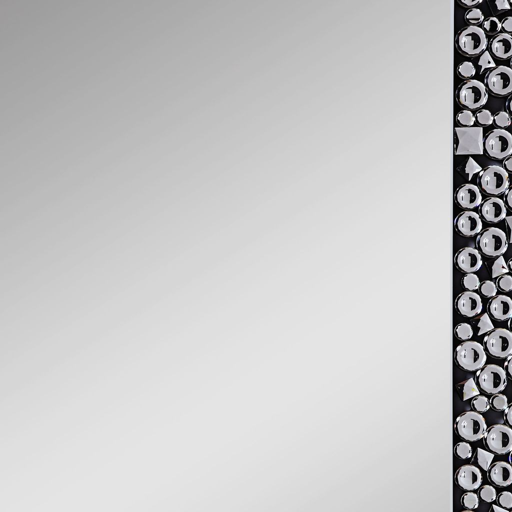 Wooden Backing Wall Decor with Faux Crystals Inlaid Border, Black and Clear - View 2