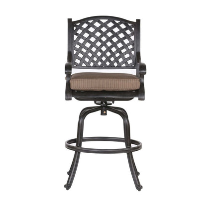 49 Inch Zoe Swivel Outdoor Bar Stool, Set of 2, Black and Brown - View 3