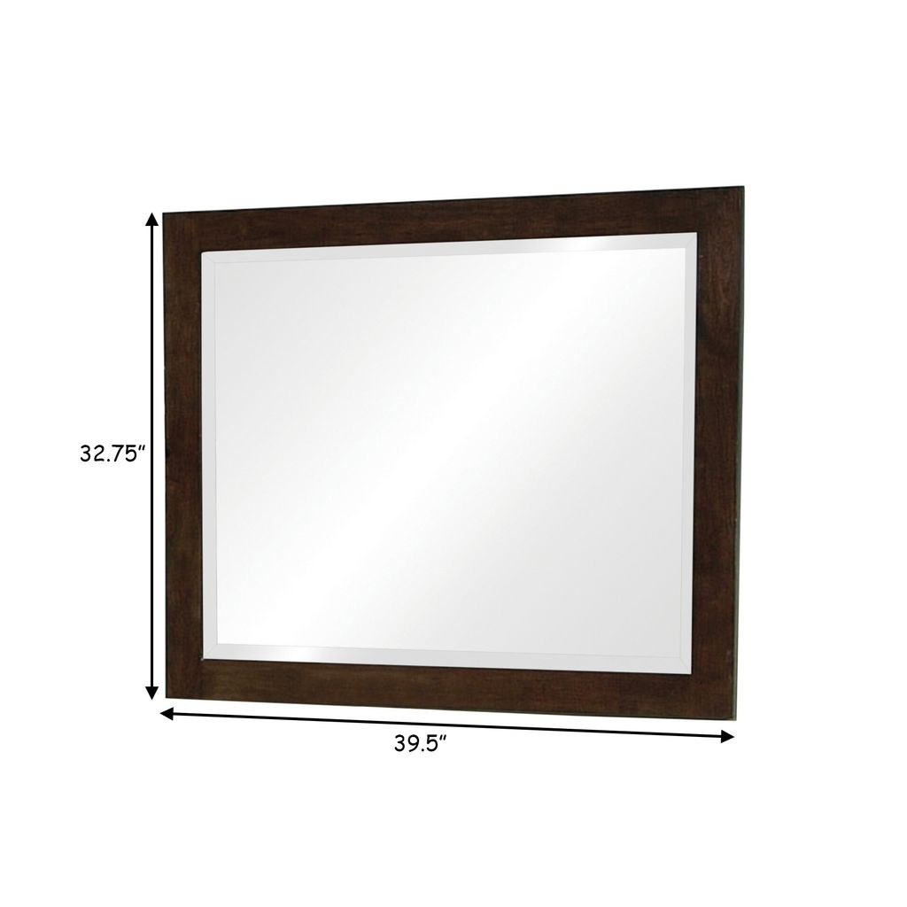 40 Inch Solid Wood Modern Mirror, Portrait, Framed, Cappuccino Brown - View 5