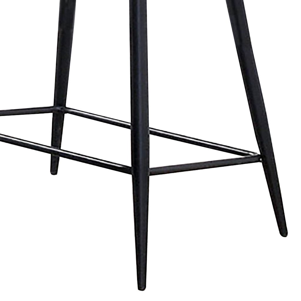 30 Inch Bar Height Chair, Padded Seating, Metal Legs, Black - View 5