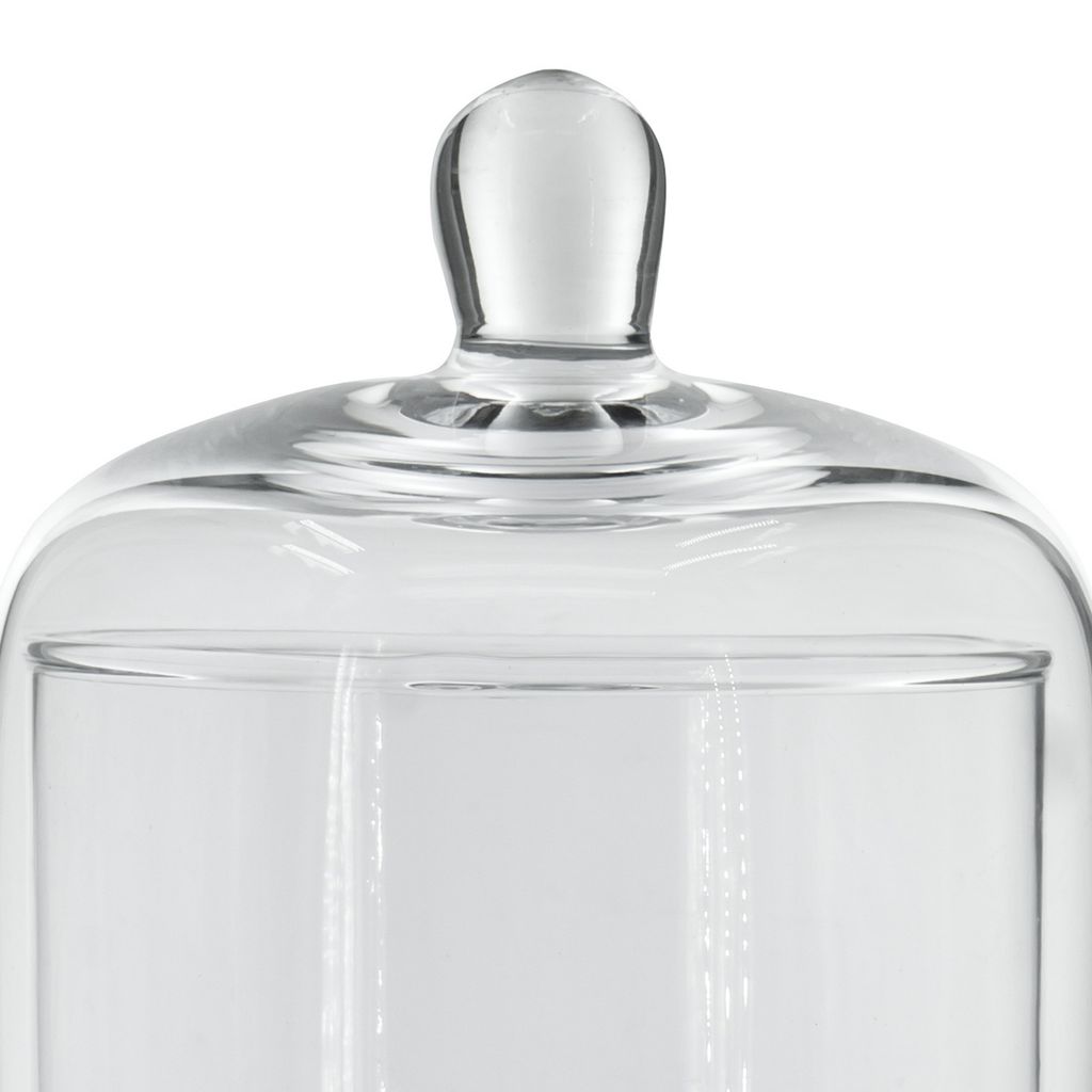 Set of 2 Large Glass Serving Platters with Dome and Finial Handle, Clear - View 3