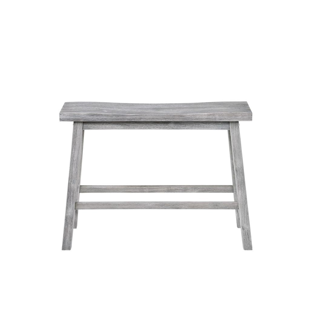 Saddle Design Wooden Bench with Grain Details, Gray - View 2