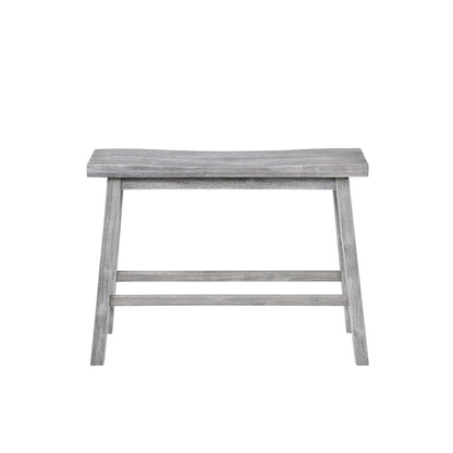 Saddle Design Wooden Bench with Grain Details, Gray - View 2