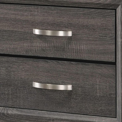 Wooden Nightstand with 2 Drawers and Chamfered legs, Gray and Black - View 3