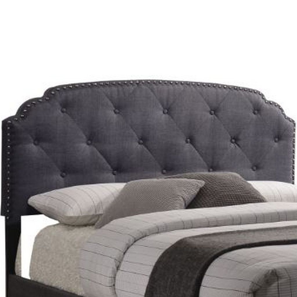 Modern Queen Bed, Gray Fabric - View 4