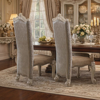 27 Inch Wide Dining Side Chair, Faux Leather, Set of 2, White - View 7