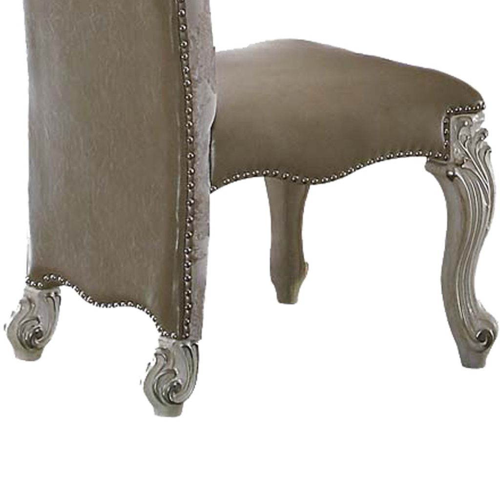 27 Inch Wide Dining Side Chair, Faux Leather, Set of 2, White - View 5
