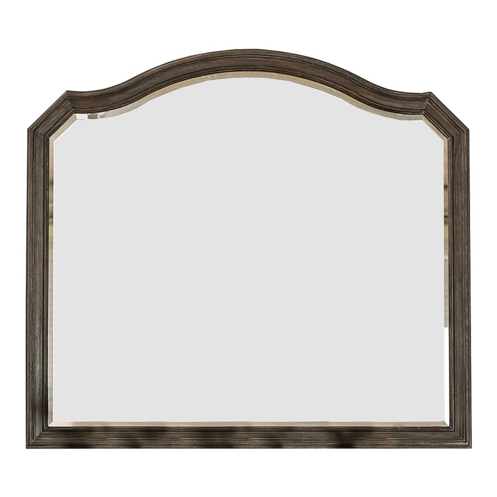 43.5 Inches Scalloped Mirror with Molded Details, Brown