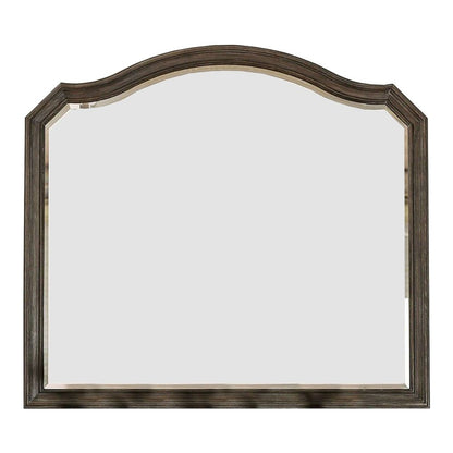 43.5 Inches Scalloped Mirror with Molded Details, Brown