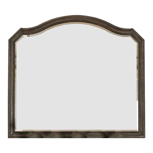 43.5 Inches Scalloped Mirror with Molded Details, Brown